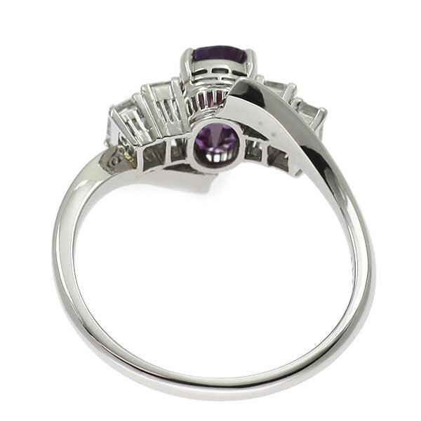 Pt900 パープルサファイア ダイヤモンド リング 1.50ct D0.67ct
