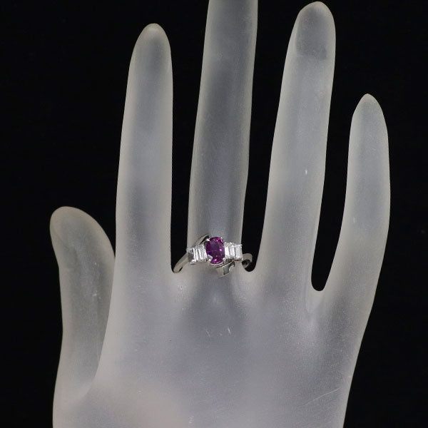 Pt900 パープルサファイア ダイヤモンド リング 1.50ct D0.67ct