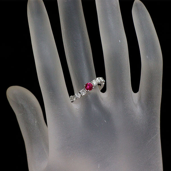 K18WG ルビー ダイヤモンド リング 0.36ct D0.61ct