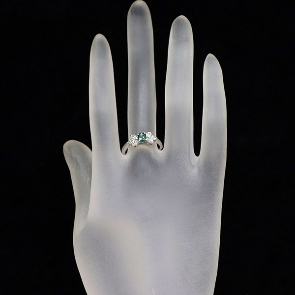 Pt900 アレキサンドライト ダイヤモンド リング 0.45ct D0.43ct 希少 リボン