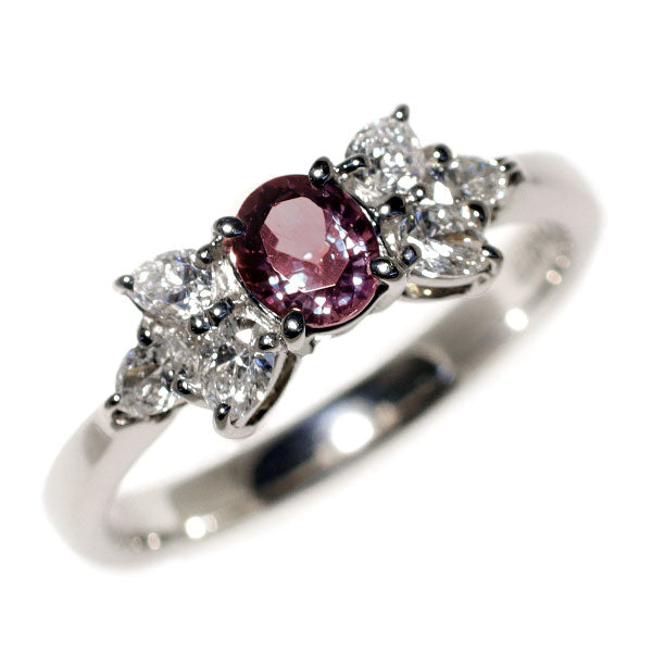 Pt900 アレキサンドライト ダイヤモンド リング 0.45ct D0.43ct 希少 リボン