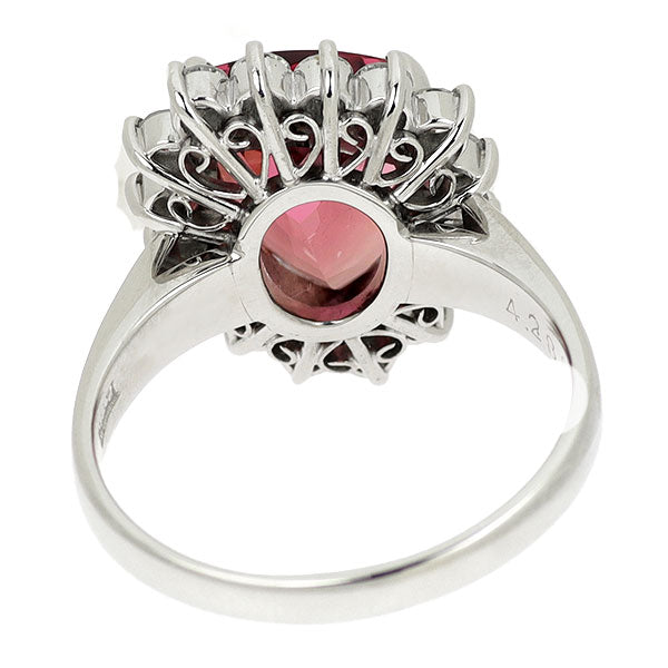 Pt900 オレンジピンク トルマリン ダイヤモンド リング 4.28ct D0.81ct