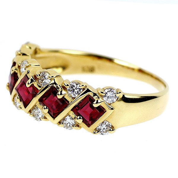 ミキモト K18YG ルビー ダイヤモンド リング 0.96ct D0.31ct