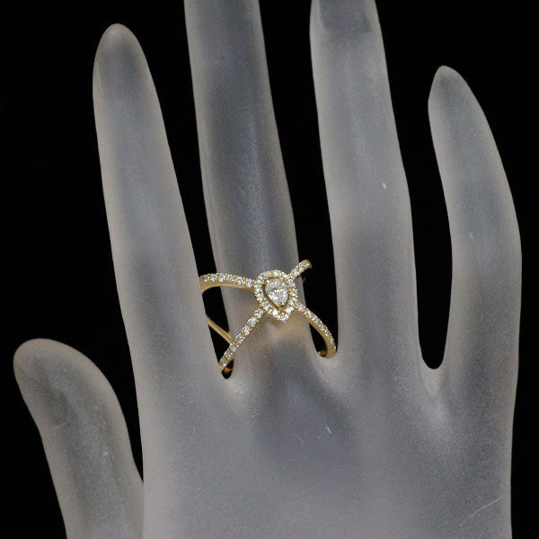 K18YG ペアシェイプ ダイヤモンド リング 0.300ct D0.40ct