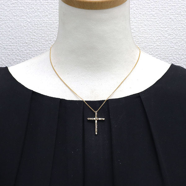 K18YG ダイヤモンド ペンダントネックレス 1.00ct クロス
