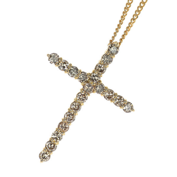 K18YG ダイヤモンド ペンダントネックレス 1.00ct クロス