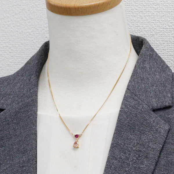 GINZA TANAKA/田中貴金属 K18YG マダガスカル産非加熱パパラチア サファイア ルビー ダイヤモンド ペンダントネックレス 1.07ct R0.46ct D0.09ct 希少