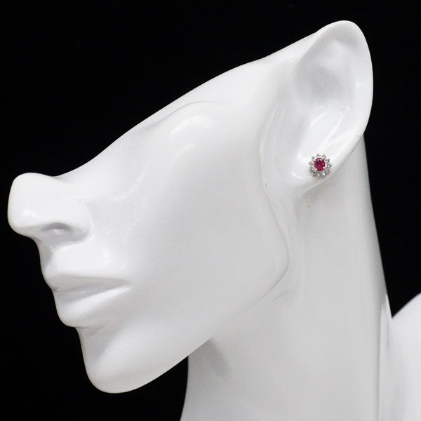Pt900 ルビー ダイヤモンド ピアス 0.32ct