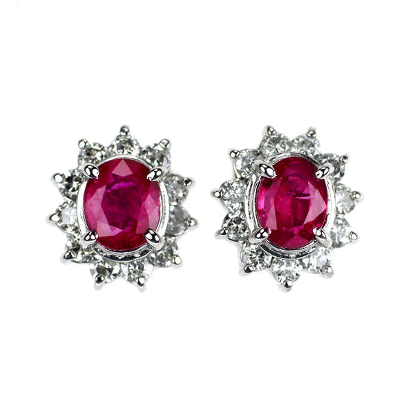 Pt900 ルビー ダイヤモンド ピアス 0.32ct