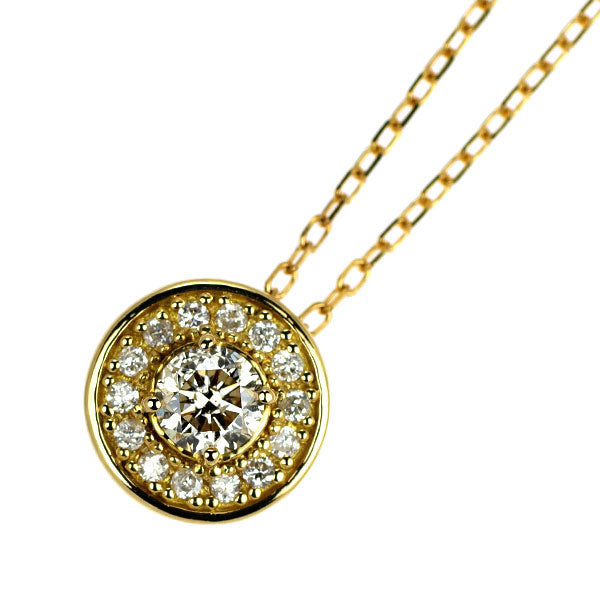 K18YG ダイヤモンド ペンダントネックレス 0.22ct D0.09ct