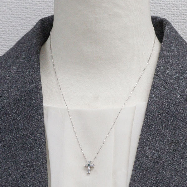 希少 K18WG アレキサンドライト ホワイトサファイア ペンダントネックレス 0.02ct WS0.40ct クロス