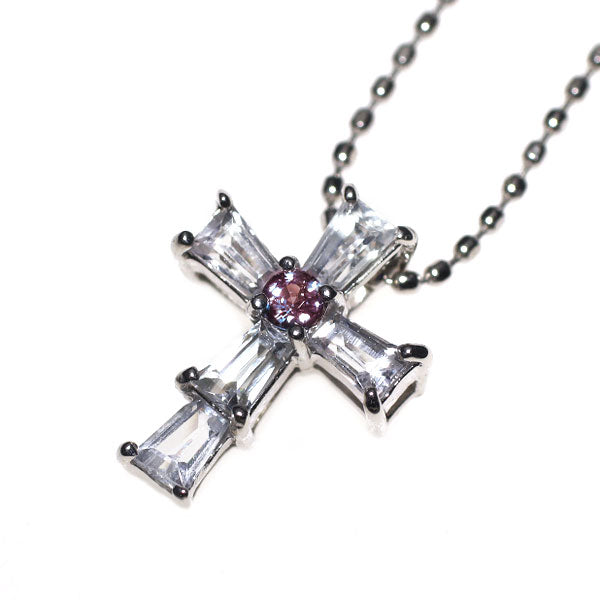 希少 K18WG アレキサンドライト ホワイトサファイア ペンダントネックレス 0.02ct WS0.40ct クロス