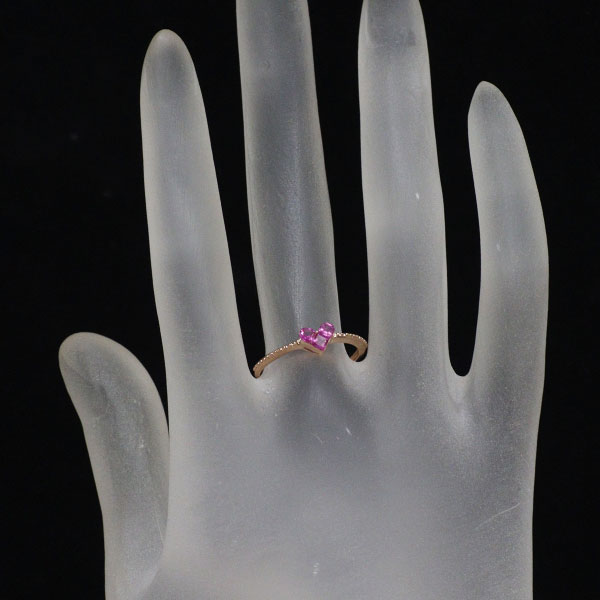 K14PG ピンクサファイア リング 0.54ct ハート