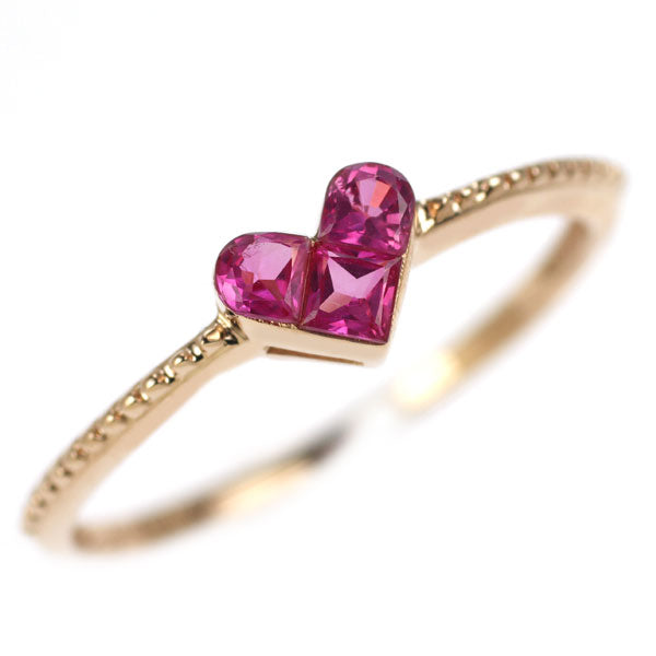 K14PG ピンクサファイア リング 0.54ct ハート