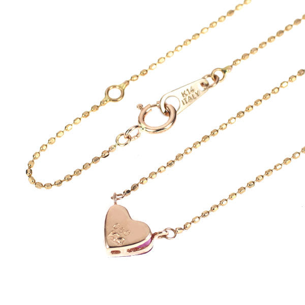 K14PG ピンクサファイア ペンダントネックレス 0.60ct ハート ミステリーセッティング