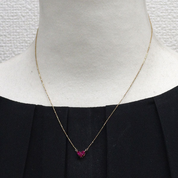 K14PG ピンクサファイア ペンダントネックレス 0.60ct ハート ミステリーセッティング
