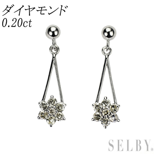 K10WG ダイヤモンド ピアス 0.20ct フラワー — セルビーオンラインストア