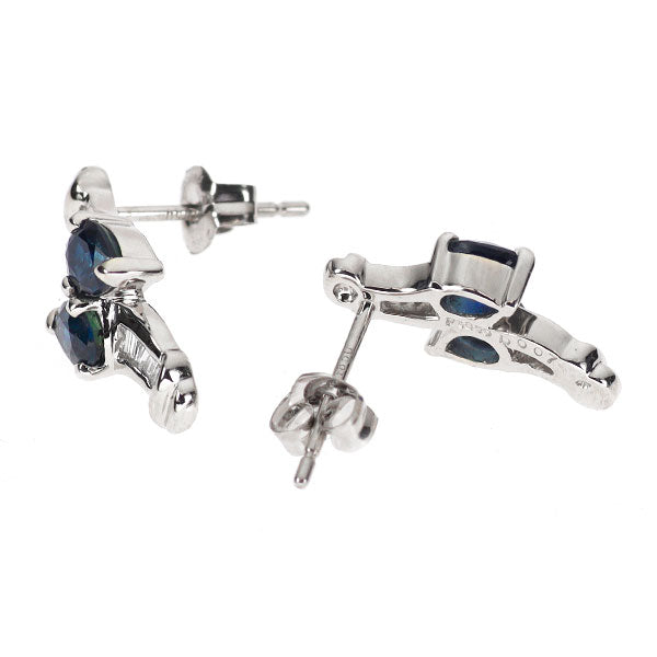 Pt850 サファイア ダイヤモンド ピアス D0.14ct トワエモア
