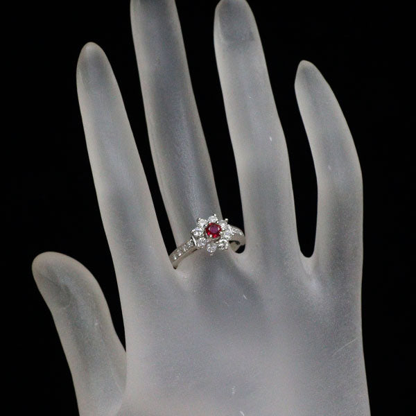Pt900 ルビー ダイヤモンド リング 0.35ct D0.63ct