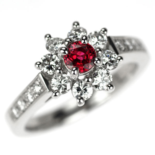 Pt900 ルビー ダイヤモンド リング 0.35ct D0.63ct