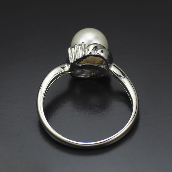 Pt900 アコヤ 真珠 ダイヤモンド リング 径約6.8mm D0.04ct