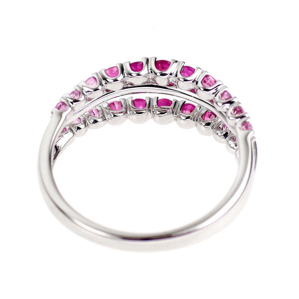 K18WG ピンクサファイア シングルカットダイヤ リング D0.09ct
