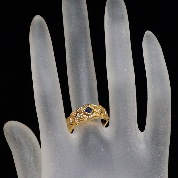 K18YG サファイア ダイヤモンド リング 0.28ct D0.08ct