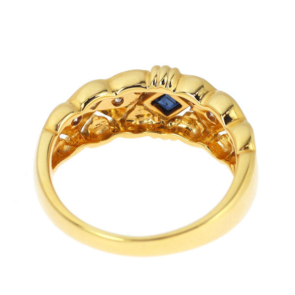K18YG サファイア ダイヤモンド リング 0.28ct D0.08ct