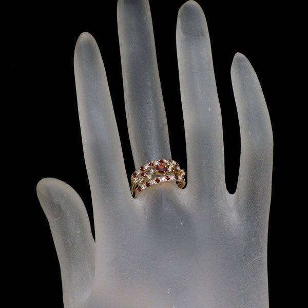 K18YG/PG ガーネット ダイヤモンド リング 0.46ct D0.30ct