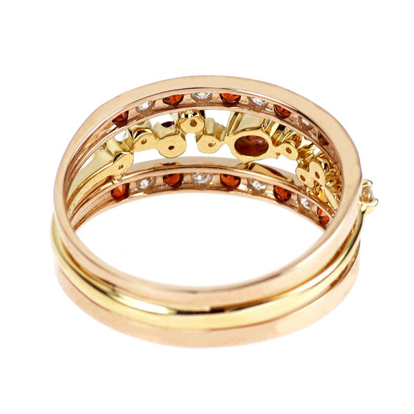 K18YG/PG ガーネット ダイヤモンド リング 0.46ct D0.30ct