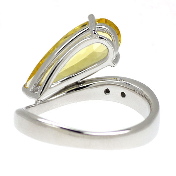 K18WG イエローベリル ダイヤモンド リング 2.00ct D0.03ct
