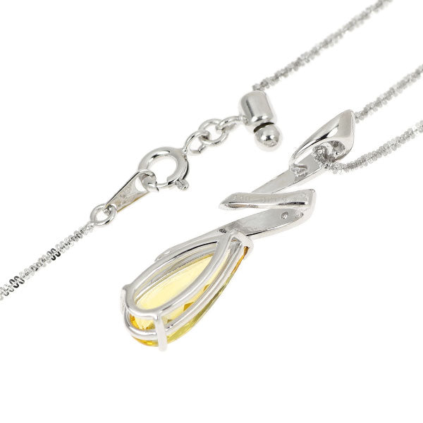 K18WG イエローベリル ダイヤモンド ペンダントネックレス 2.50ct D0.05ct