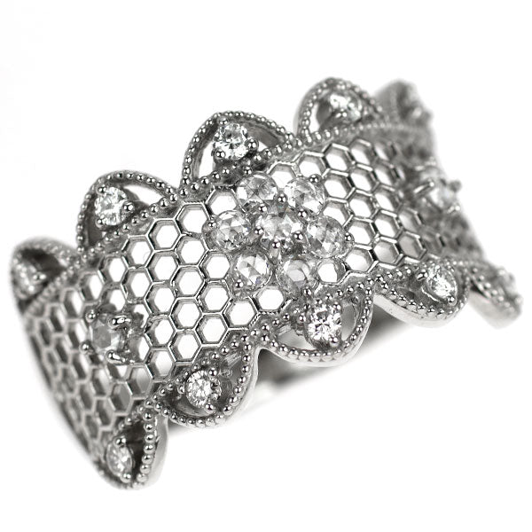 Pt900 ローズカット ダイヤモンド リング 0.21ct D0.18ct