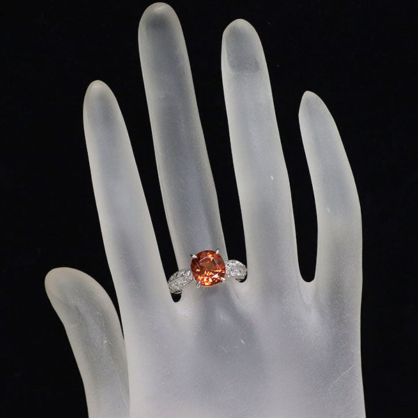 Pt900 ガーネット ダイヤモンド リング 4.20ct D0.564ct