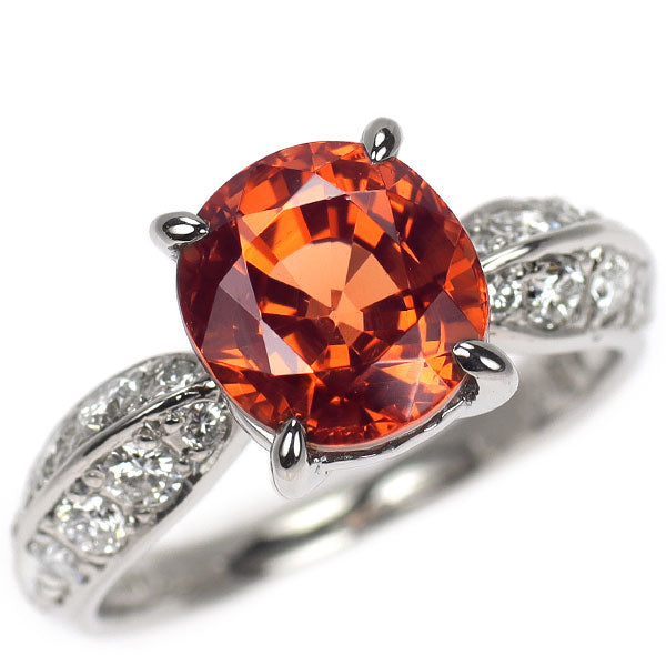 Pt900 ガーネット ダイヤモンド リング 4.20ct D0.564ct