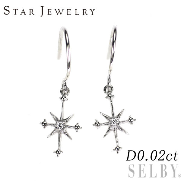 スタージュエリー K18WG ダイヤモンド ピアス 0.02ct