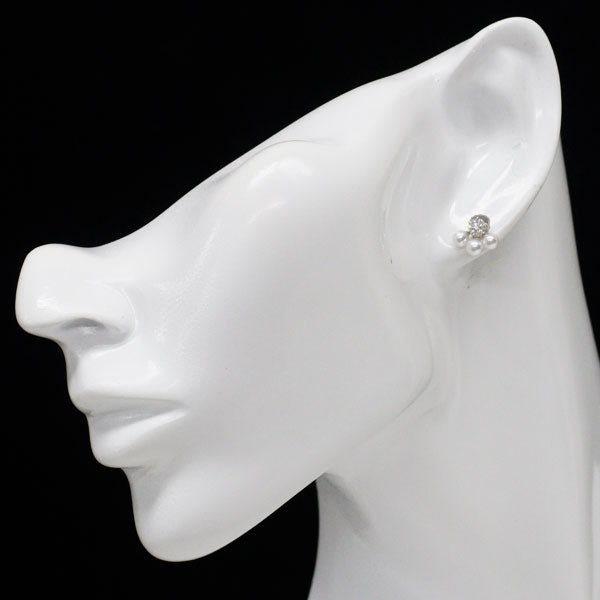 Pt900 アコヤベビーパール ダイヤモンド ピアス 径約3.6mm D0.465ct