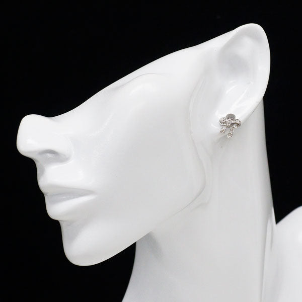 K18WG ダイヤモンド ピアス 0.19ct リボン