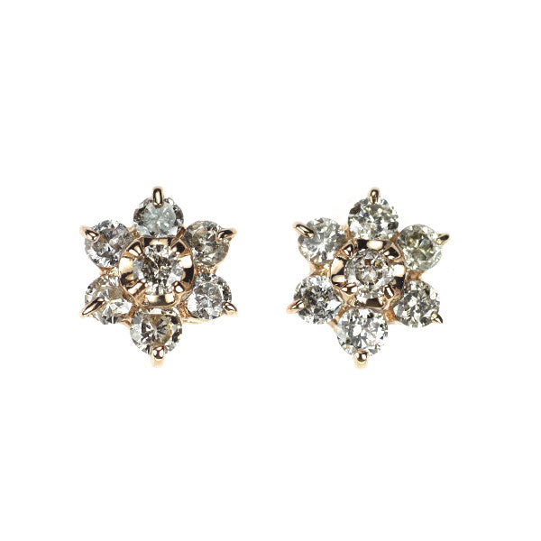K14PG ダイヤモンド ピアス 0.40ct フラワー