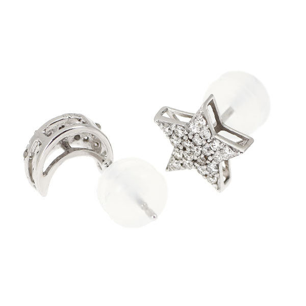 K18WG ダイヤモンド ピアス 0.20ct 月 星