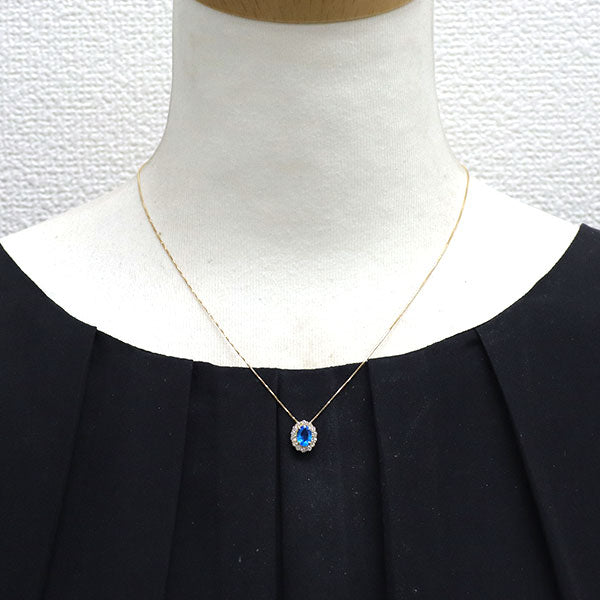 K18YG アパタイト ダイヤモンド ペンダントネックレス 0.64ct D0.27ct