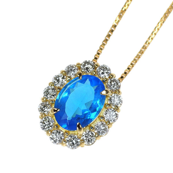 K18YG アパタイト ダイヤモンド ペンダントネックレス 0.64ct D0.27ct