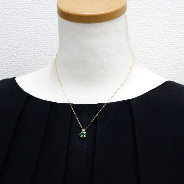 GSTV K18YG グリーンガーネット ダイヤモンド ペンダントネックレス 0.35ct D0.15ct