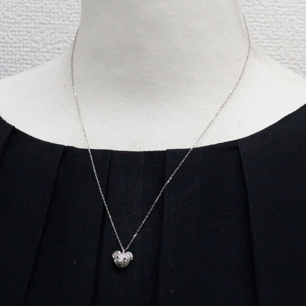 K18WG/ Pt850 ダイヤモンド ペンダントネックレス 0.30ct アニマル 熊
