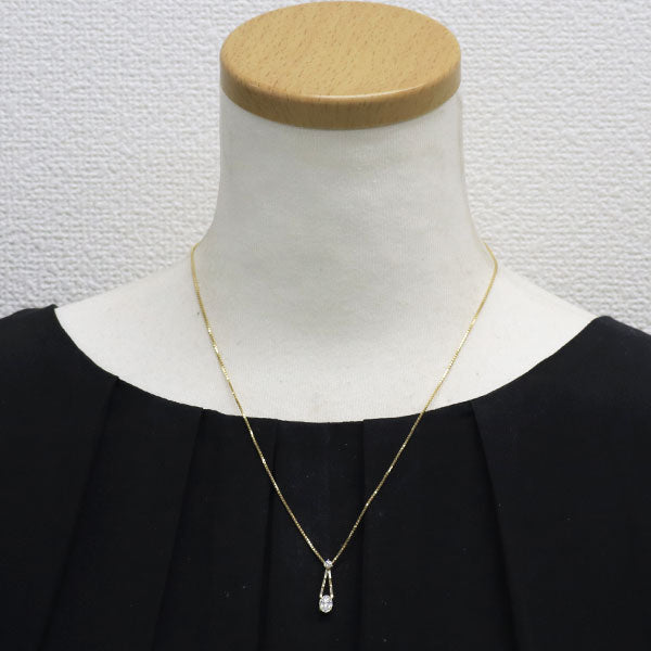 K18YG オーバルカット ダイヤモンド ペンダントネックレス 0.503ct D0.15ct