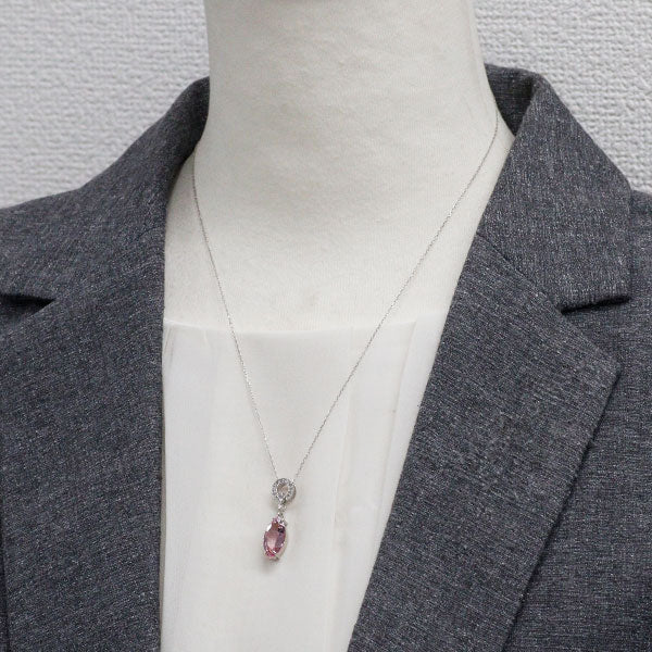 Pt900/ Pt850 モルガナイト ダイヤモンド ペンダントネックレス 2.220ct D0.15ct
