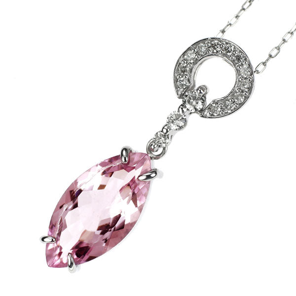 Pt900/ Pt850 モルガナイト ダイヤモンド ペンダントネックレス 2.220ct D0.15ct