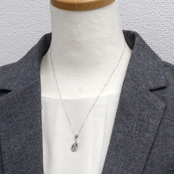 希少 Pt900/ Pt850 デマントイドガーネット アウイナイト パライバトルマリン ダイヤ ペンダントネックレス 0.04ct H0.04ct T0.02ct D0.16ct