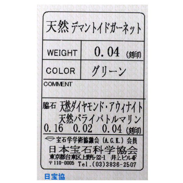 希少 Pt900/ Pt850 デマントイドガーネット アウイナイト パライバトルマリン ダイヤ ペンダントネックレス 0.04ct H0.04ct T0.02ct D0.16ct