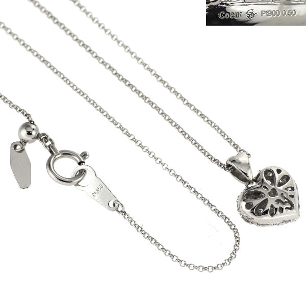 ゆきざき Pt900/ Pt850 ダイヤモンド ペンダントネックレス 0.50ct クールハート パヴェ